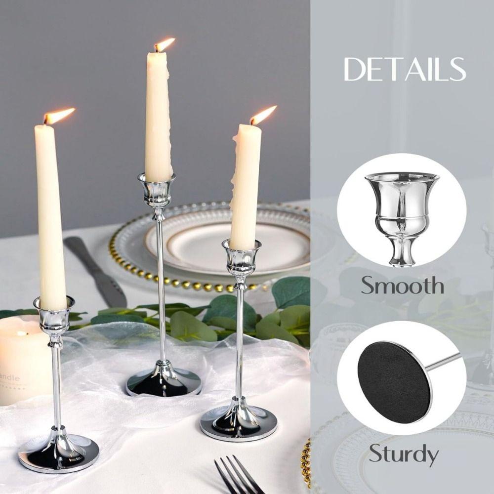 3Pcs Exquisite Metal Romantic Candle Stand European Style Wedding Candelabra Set  Dining Table