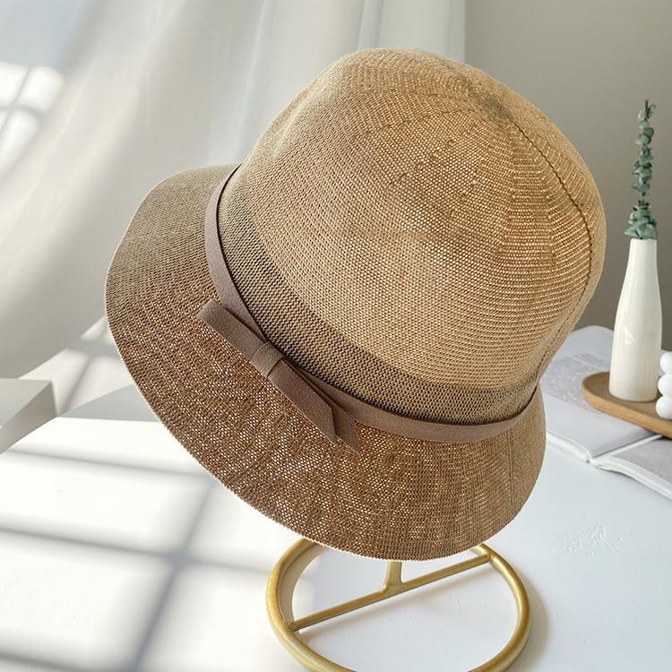 

Temperament versatile basin hat female Internet celebrity coral knot bucket hat women s season cotton and linen fit sun protection sunshade hat M（56-58cm） верблюд