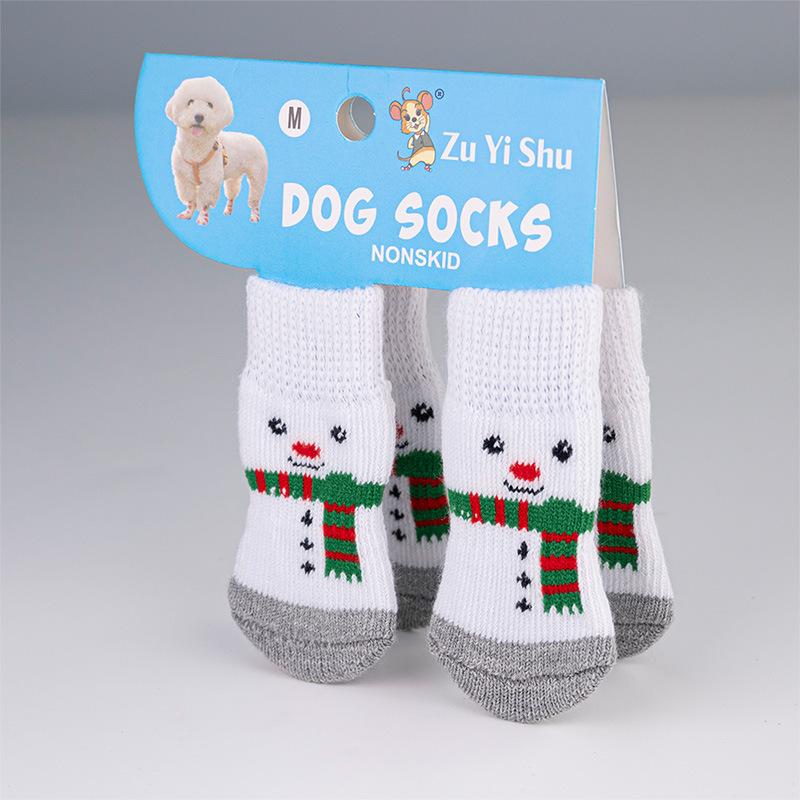 Christmas Pet Knitted Socks for Small Dogs Cat Shoes Chihuahua Boots for Winter Warm Indoor Wear Slip On Paw Protector