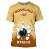 Men's Bowling Pattern T-shirt Harajuku Street Fashion Sports Loose  Round Neck Comfortable Short Sleeve Top