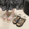 Rhinestone Beach Sandals Female Summer New Fairy Wind Platform with Skirt Height Increase One Word with Sandals