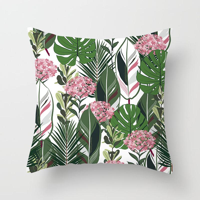Ins Small Fresh Plant Car Sofa Pillow Cushion Cover Office Printed Lumbar Cushion Home Supplies