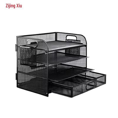 4-Tier Metal Desktop File Organizer with Drawers