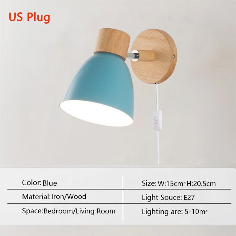 Nordic LED Wall Sconce Minimalist Iron with Switch E27 Wall Lamp For Bedroom Bedside Study Office Indoor Illumination Fixtures