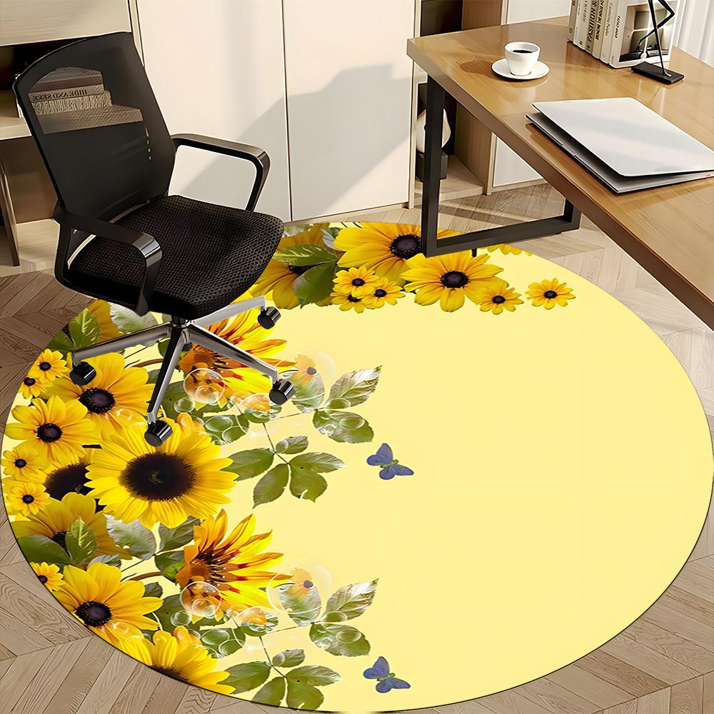 1pc Sunflowers Chair Carpet for Office, Non Slip, Soft and Durable Office Rug