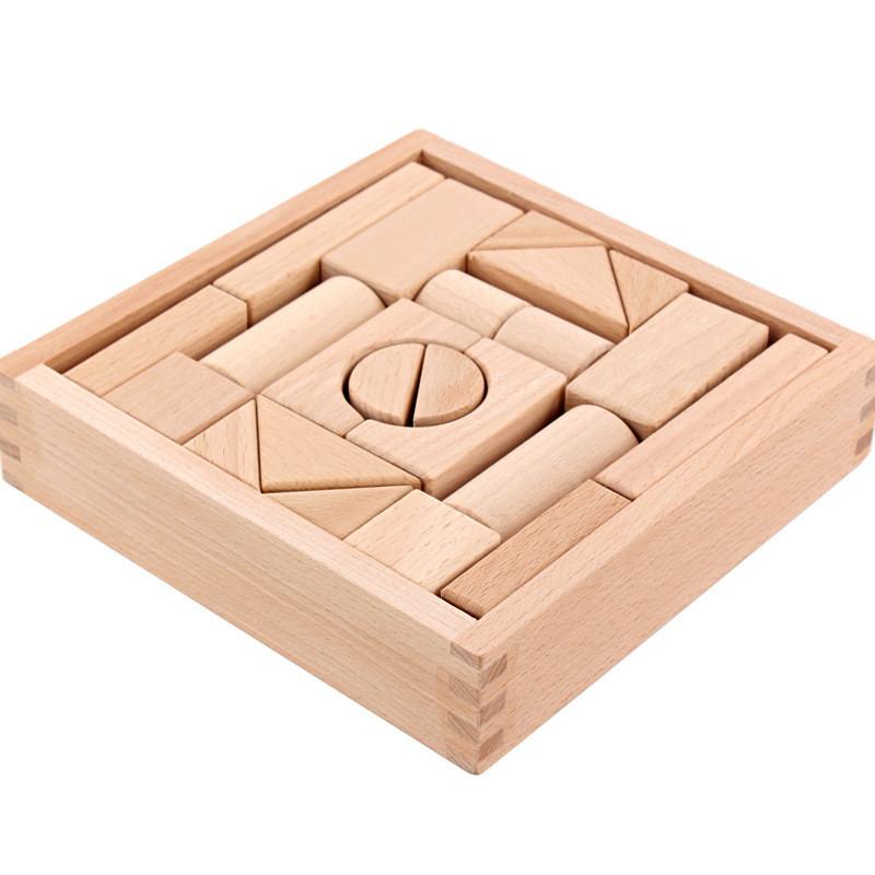Wooden Building Blocks Set For Kids With Large Natural Grain For Early Education And Play