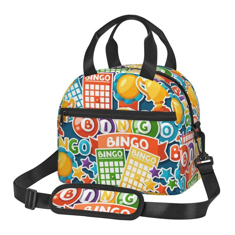 Custom Best Play Bingo Game for Bingo Players Insulated Lunch Bag Reusable Thermal Leakproof Bento Bags with Shoulder Strap