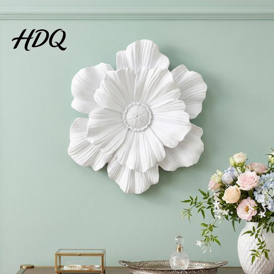 3D Flower Wall Art Resin Decoration Modern Floral Sculpture Living Room Hanging Ornament for Room Home Office