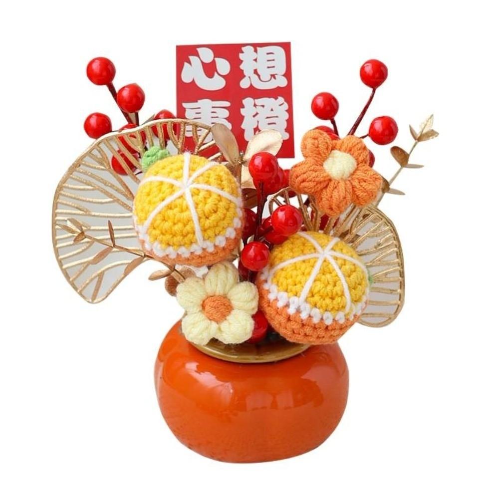 Gestrickte Blume Künstliche Topfpflanzen Chinesische Neujahrsdekoration Mondneujahrsgeschenk Feng Shui Bonsai Hochzeitsdekoration