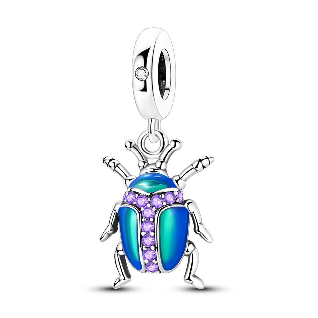 Spring Charm 925 Silver Beads Flower Butterfly Beetle Pendant Fit Bracelet Necklace DIY Lady Jewelry Gift