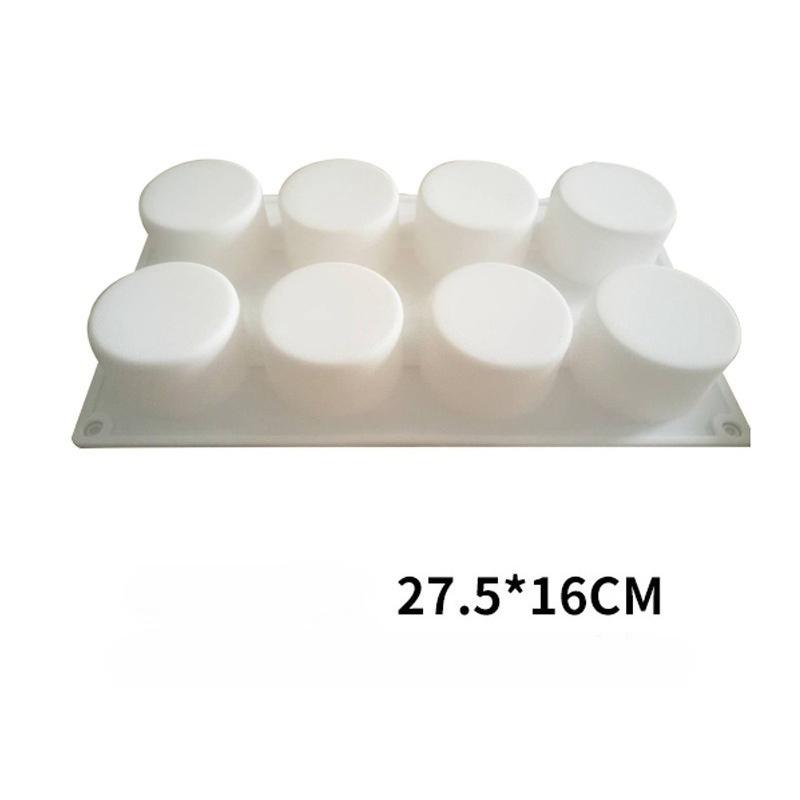8-Cavity Cylindrical Silicone Mold - French Mousse Cake Chocolate Ice Cream DIY Baking Tool