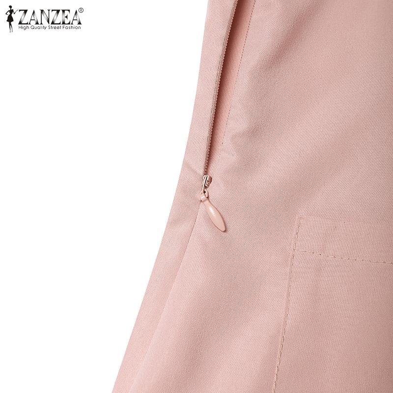 ZANZEA Women Summer Casual V-Neck Solid Color Short Sleeve Dress