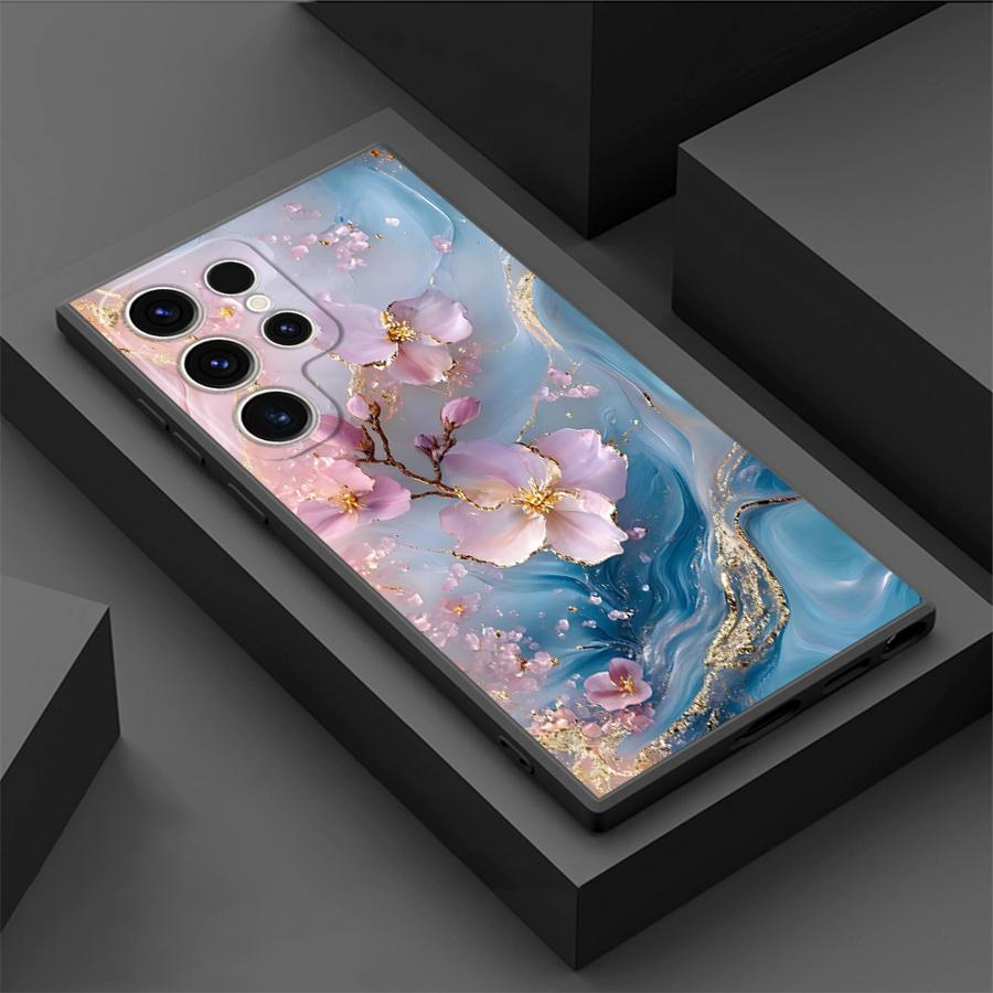 

Чехол для Samsung Galaxy S23 Ultra S20 S24 Plus S21 FE S25 Edge Черный Мягкий Чехол для Телефона Интересный Мрамор Galaxy S23 FE