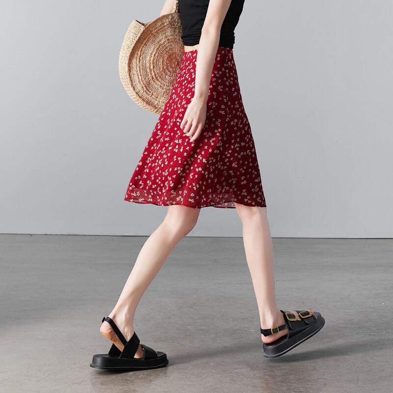 SOFSIL Women s High-Waist Floral A-Line Midi Skirt 30/XXL