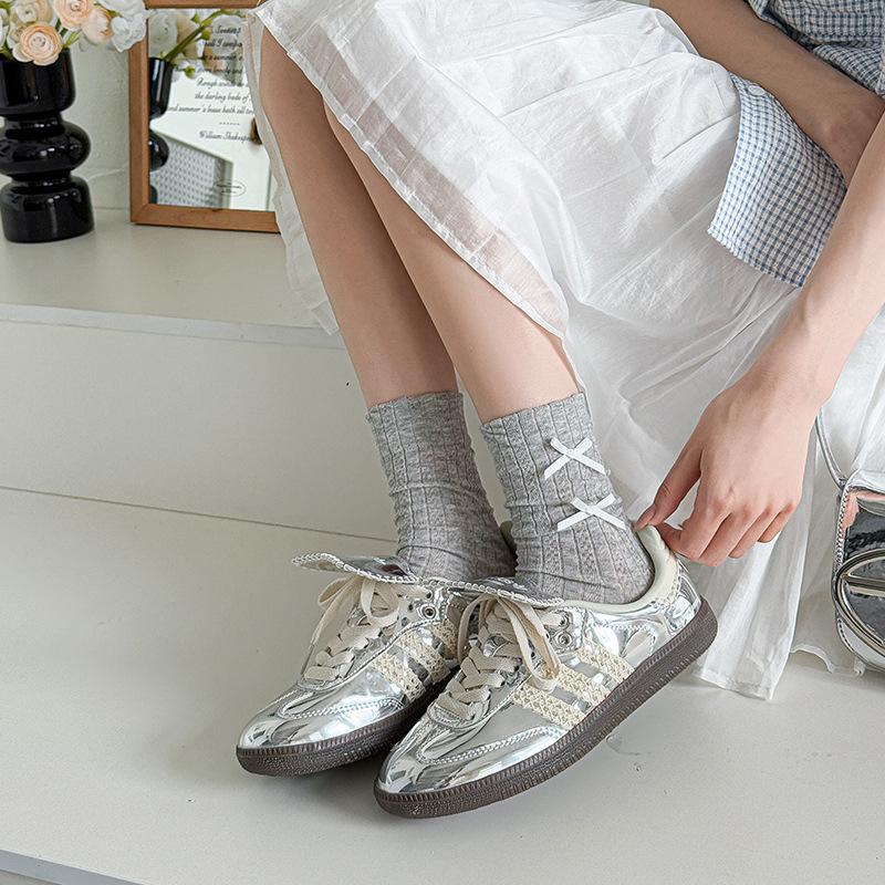 

Socks, Spring and Summer Ballet-style Socks for Girls, Sweet and Cute, Bow-tie Mid-calf Socks, Sweat-absorbing, Boneless, Piled-up Socks for Girls 1 pair білий