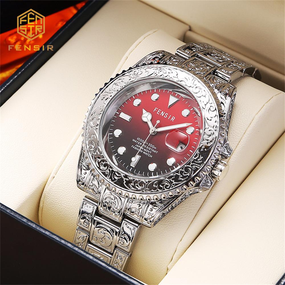 Casual and Fashionable Men Watch Retro Carved Business Quartz Watches Light Luxury Clocks Gifts Watches for Man