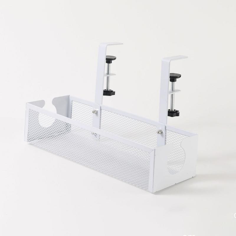 Under Table Storage Wire Organizer Storage Under Table Storage Rack No-Drill Cable Basket Metal Adjustable Cable Management Tray
