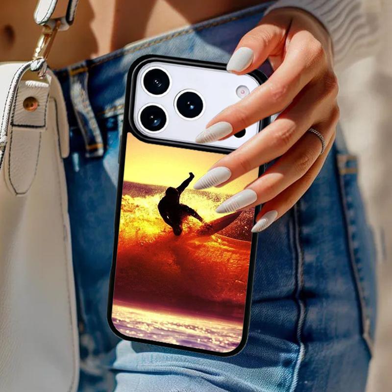 Beach Surf Board Ocean Waves Phone Case For iPhone 17 Air 14 15 13 12 Max Cover For Apple 14 15 16 16e 11 Pro Max Plus Coque