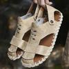 Leather Sandals Men's Summer Outdoor Non-Slip Wear-Resistant Men's Work Closed-Toe Slippers Driving Dual-Use Outdoor Beach Sandals