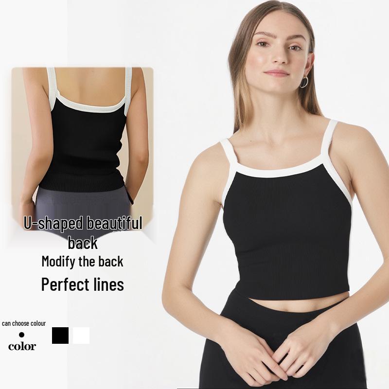 

Women s U-Neck Colorblock Yoga Tank Top with Stylish Back Design M