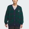 Adidas Originals Cardigan Spo Knit Casual Comfortable Loose V-Neck Plaid Pattern Sweater Unisex Tops Forest-Green JC6845