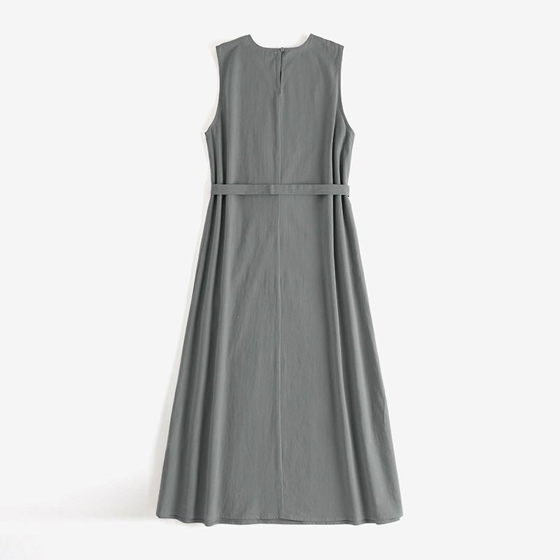 Women's Bohemian Sleeveless Belted Cotton Linen Maxi Dress