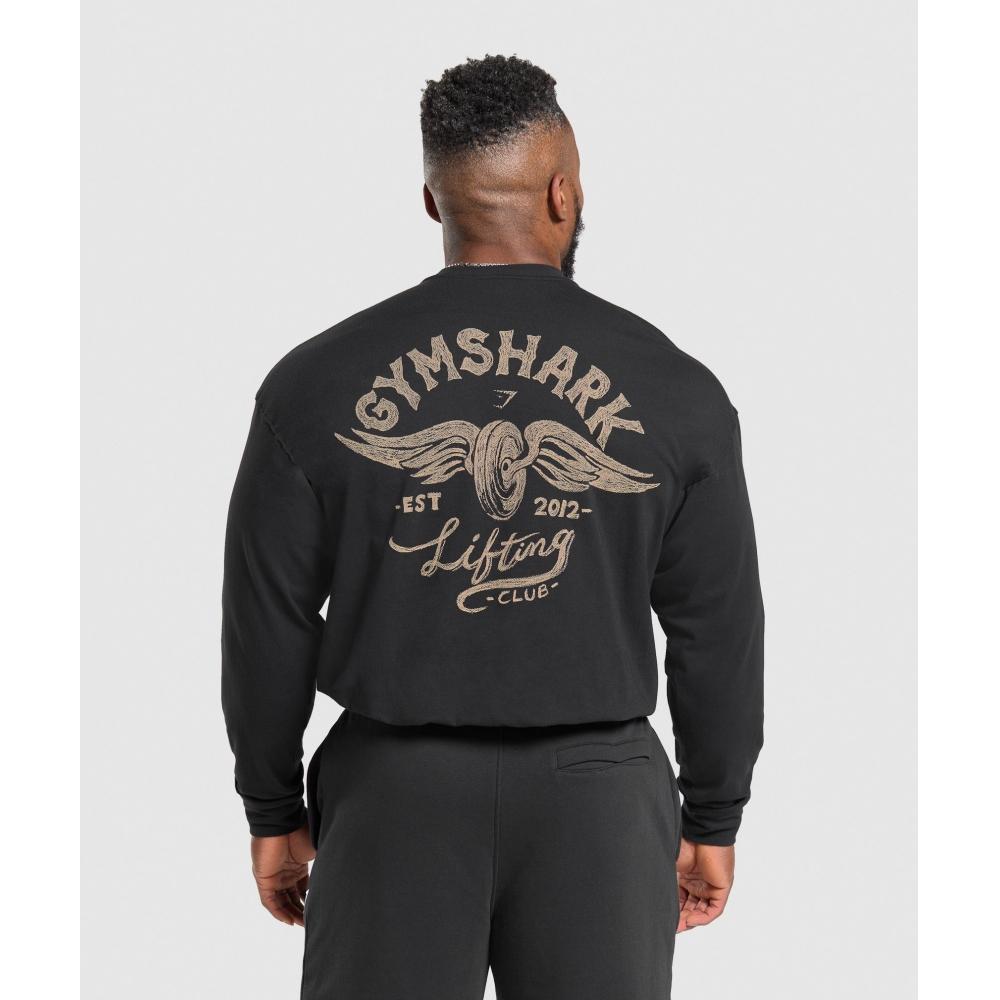 Gymshark Flying WeighTs Long Sleeve T shirT Black A2b8r Bb2j