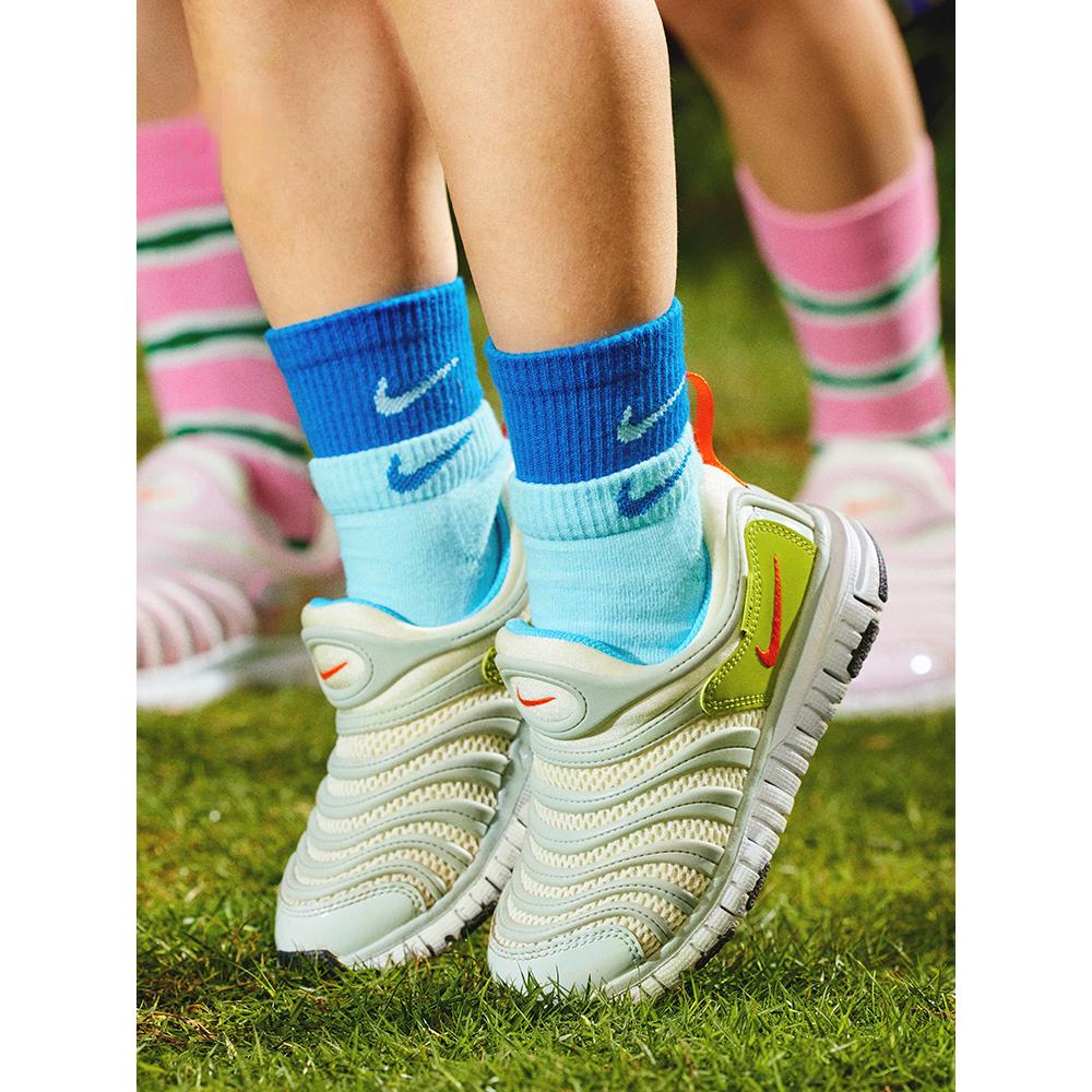 Nike Dynamo Free PS Comfortable Outdoor Shock Absorbing Low Top Kids Casual Shoes Kids sneaker Silver Green FN3690-180