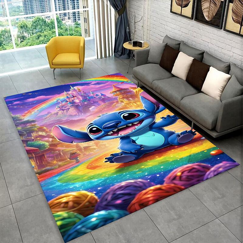 Cute S-Stitch Cartoon Non-Slip Area Rug for Living Room,Bedroom,Playroom,Soft Carpet Floor Mat Home Decor Rug Kids Room Gift