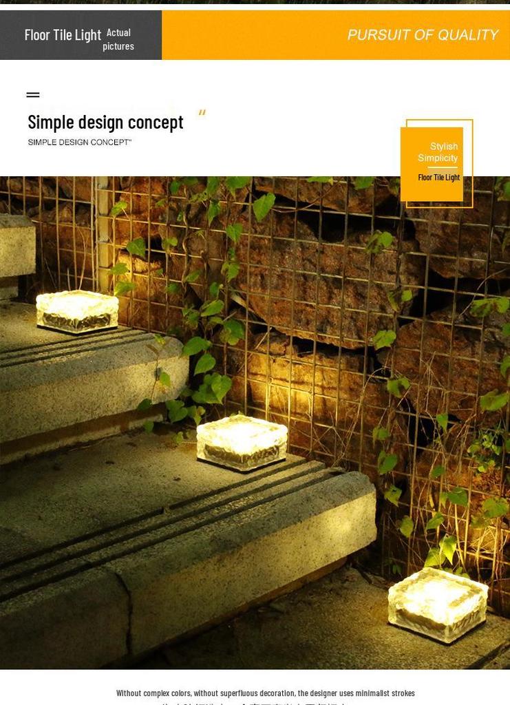 Outdoor Solar Ice Brick 4-LED Lamp for Courtyard and Landscape Pathways