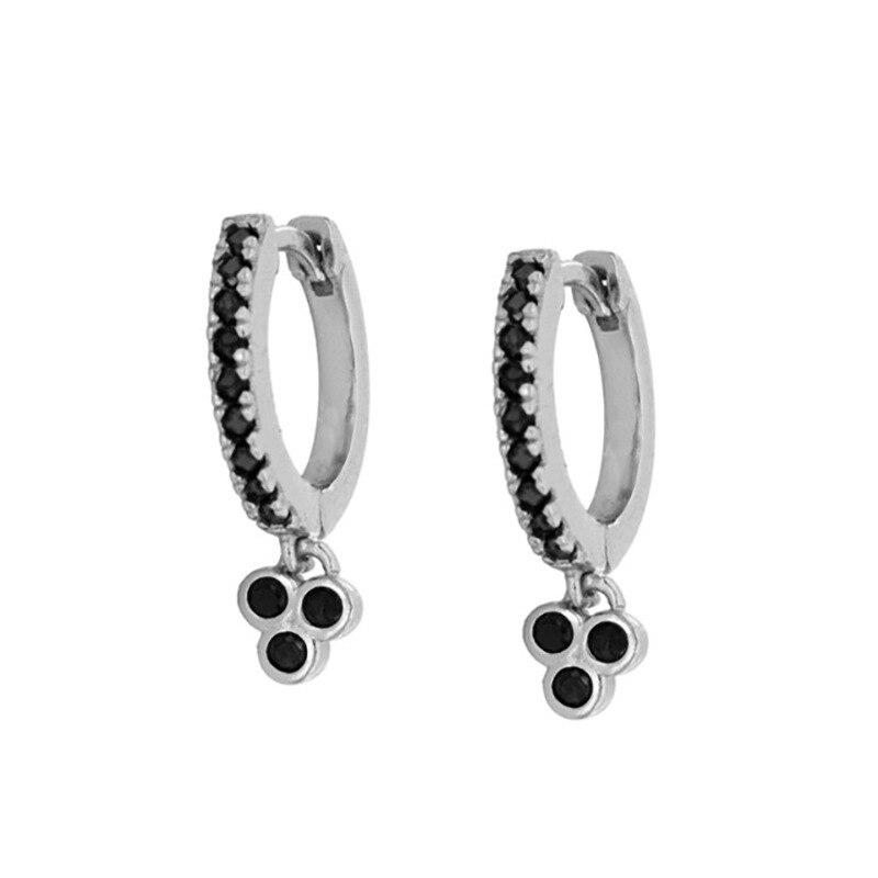 Fashion Black Zircon Hoop Drop Earrings For Women Stainless Steel Piercing Women's Dangle Earrings 2023 Fashion Jewelry