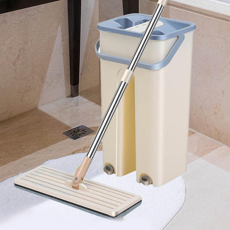 2In1 Flat Mop Self-Wringing 360° Spin Mop With Bucket And Washable Refill Pads