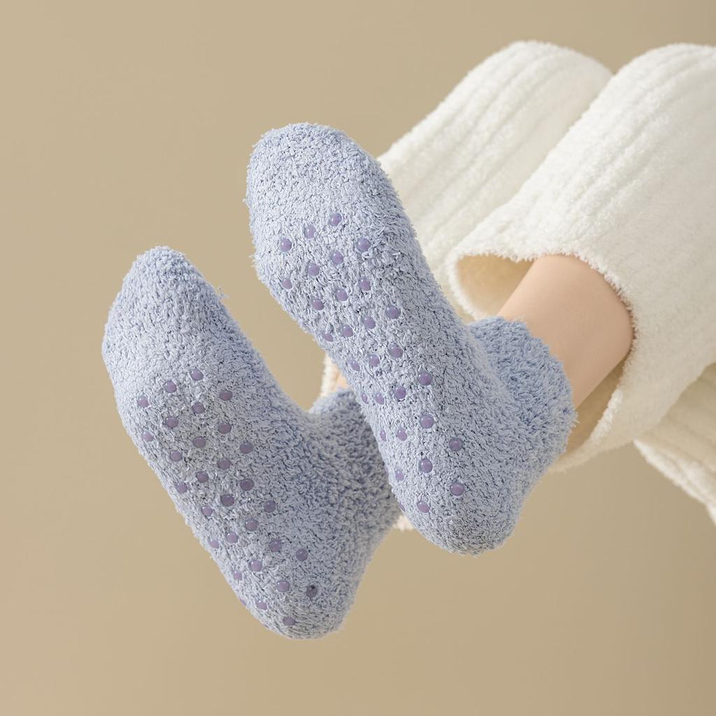 Autumn Winter Non-Slip Coral Floor Socks Carpet Sleep Slippers Indoor Home Short Sock Women Thick Warm Socks