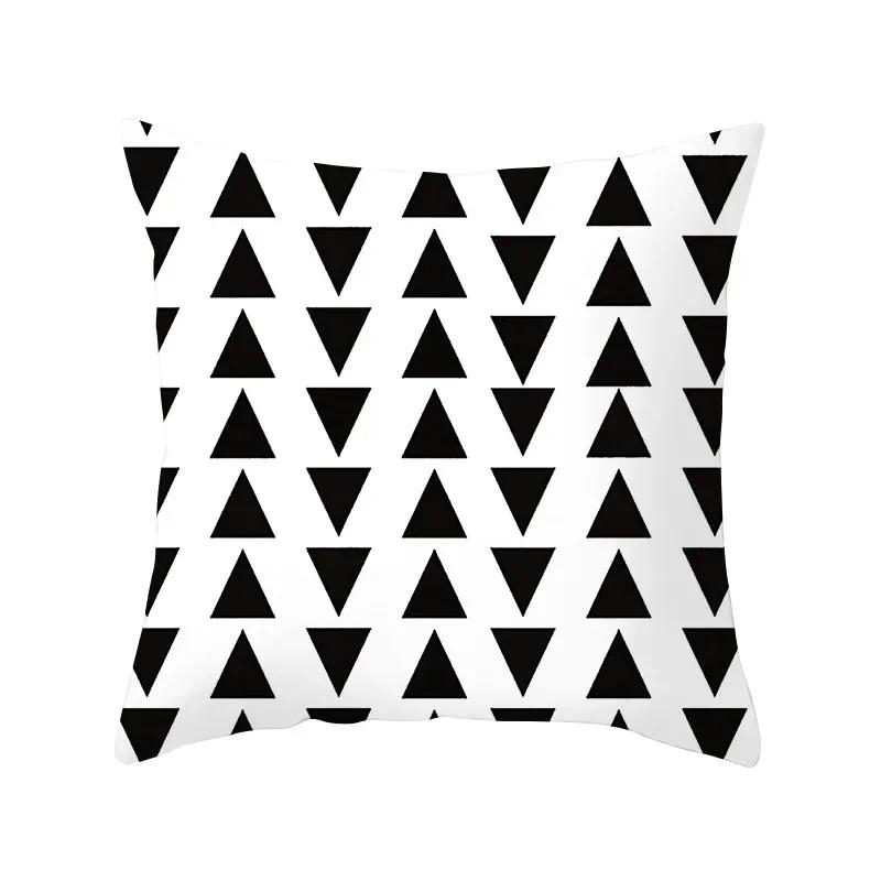 Black White Geometric Pattern Cushion Cover Polyester Sofa  Upholstery Pillowcase Home Decor