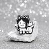 Black Eyecatching And White Pixel Art Cat Enamel Badge Playful Animal Pin Alloy