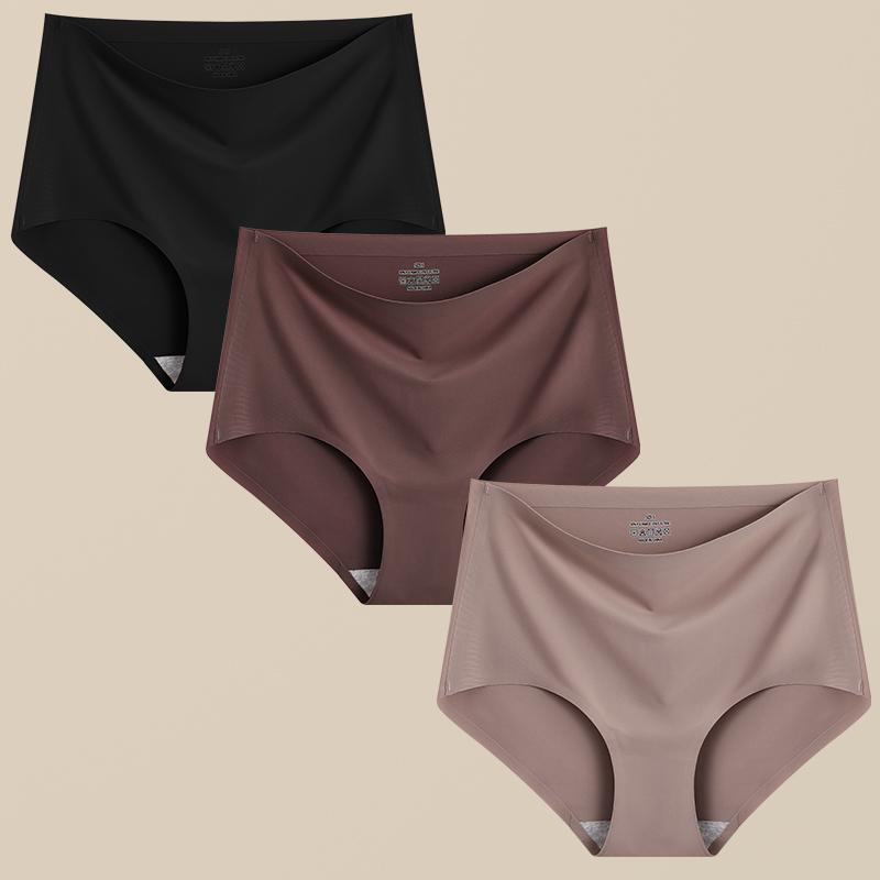 FINETOO 3Pcs Women's Panties Seamless Underwear Invisibles Briefs High Waist Full Coverage Breathable Moisture Wicking Underpant