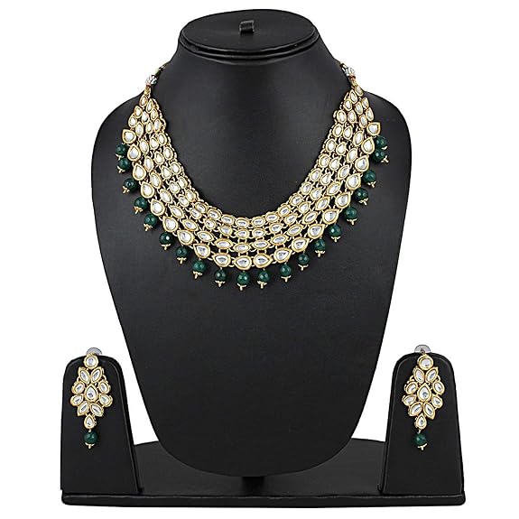 Neuestes Stilvolles Design Ausgefallenes Kundan Hochzeit Traditionelles Halsketten Schmuckset für Frauen und Mädchen
