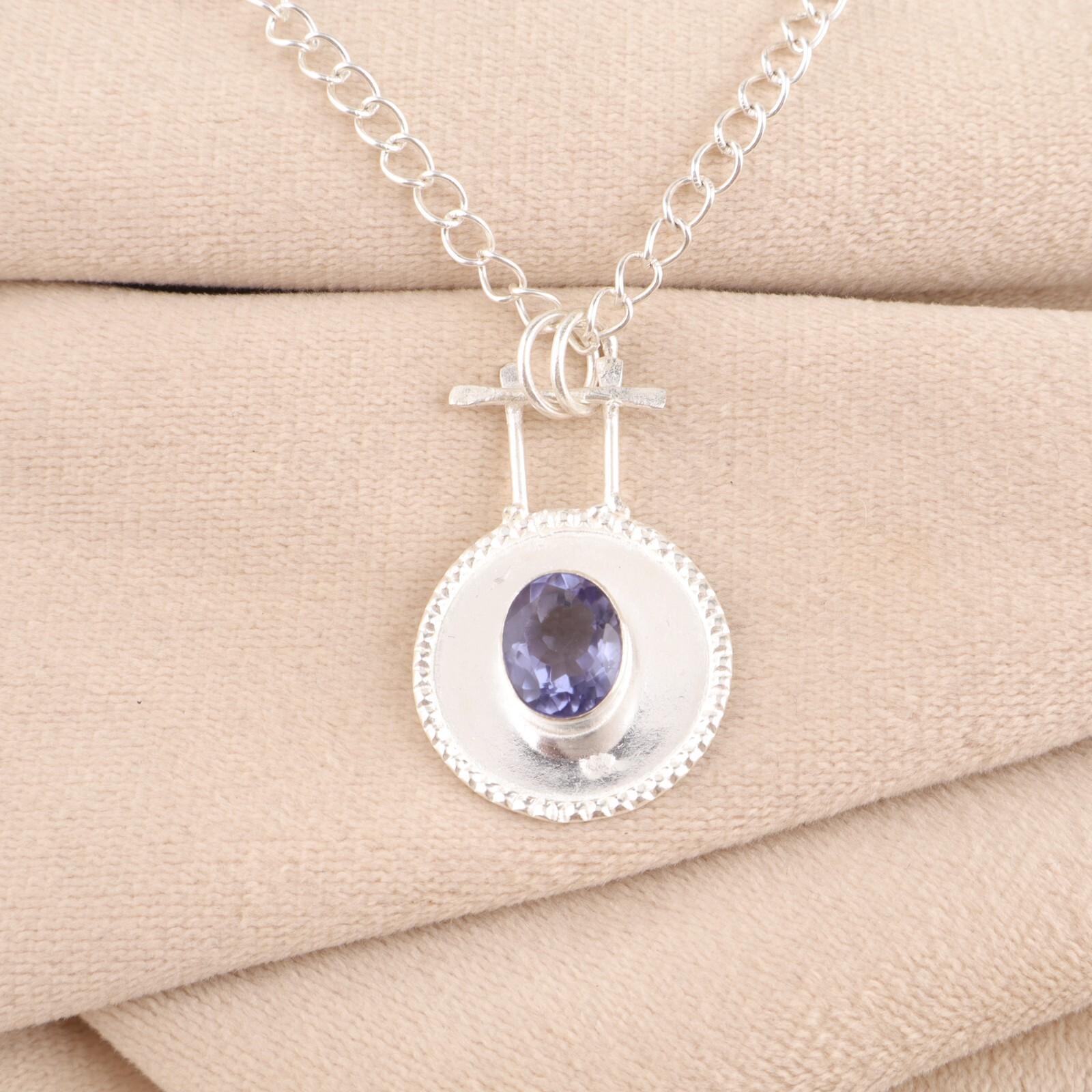 

Iolite Gemstone 925 Sterling Silver Jewelry Handmade Pendant 1.4 For Wedding PP-57-6