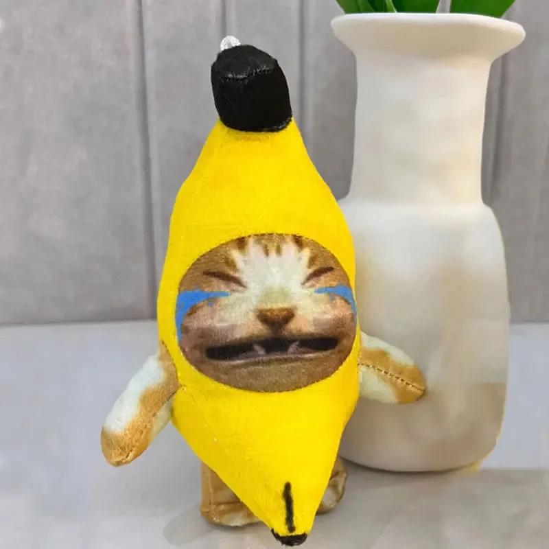 New Creative Banana Cat Plush Pendant Cute Crying Banana Cat Happy Cat Fun Key Chain Pendant Doll Accessories Gift Craze
