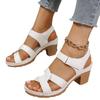 New sandals spring and summer high-heeled sandals leak toe cross strap Velcro high-heeled large-size sandals