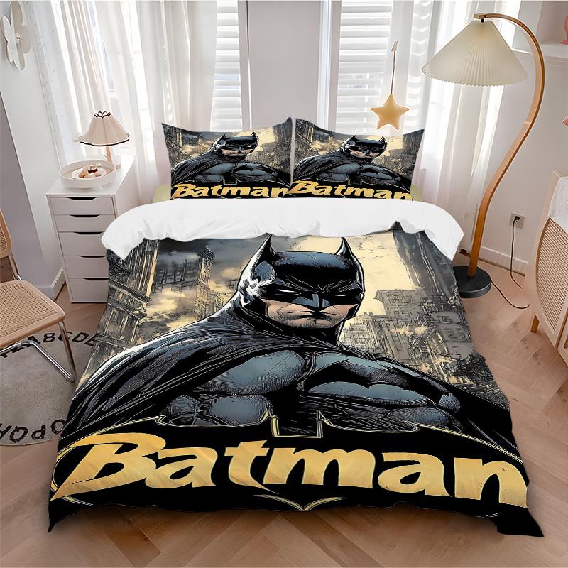 

3pcs Batman Hero Bedding Set, Soft Polyester Duvet Cover and Pillowcases Machine Washable Seasons all suitable & Guest Room Decor264 135x200cm