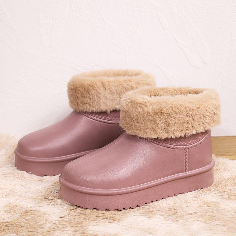 

Водонепроницаемые плюшевые зимние ботинки EVA, зимние ботинки на платформе, резиновые сапоги, хлопковые ботинки, теплая обувь для кухни 38-39 розовый