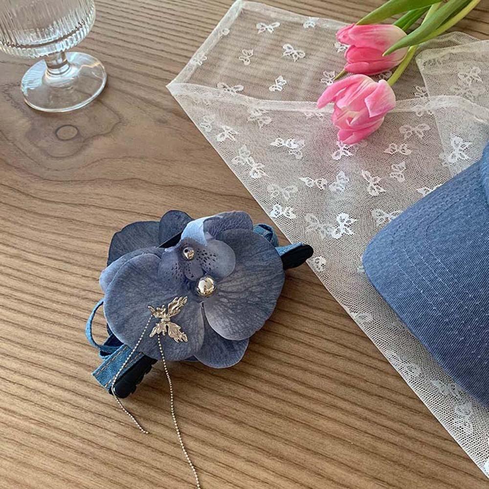 Pearl Flower Shark Clip Cloth Bohemian Style Hairpin Cute Butterfly Orchid Hair Clip  Gifts
