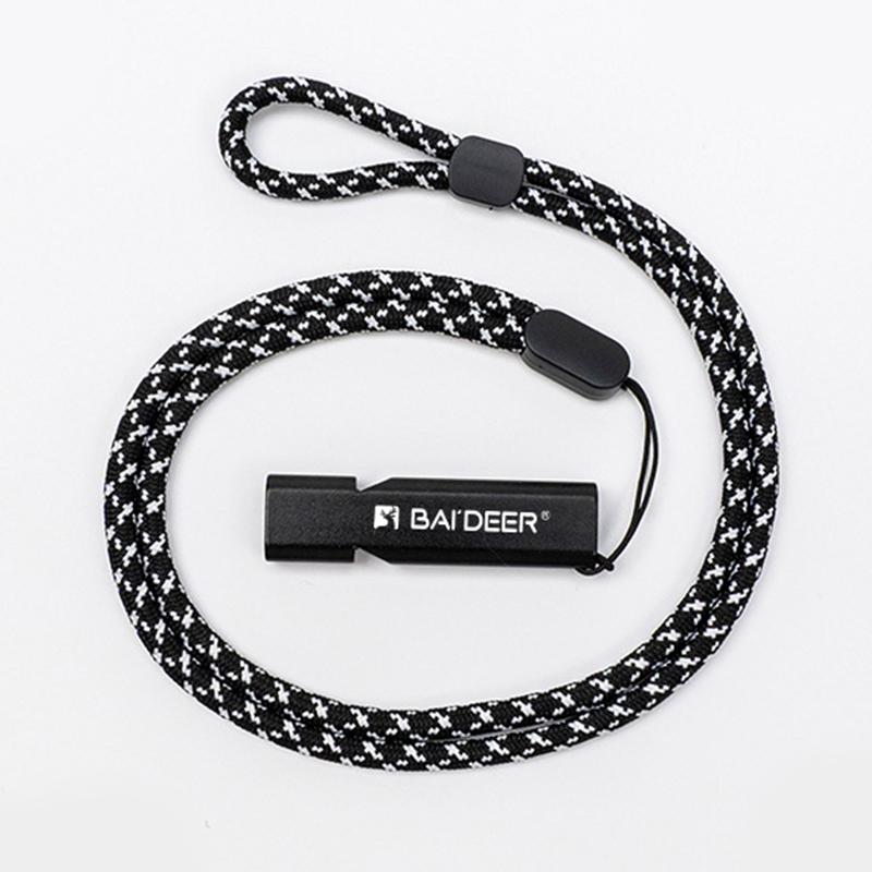 Aluminum Alloy High Decibel Whistle Keychain Double Pipe With Rope Camping Hiking Whistle 5 Colors Outdoors Portable Tools