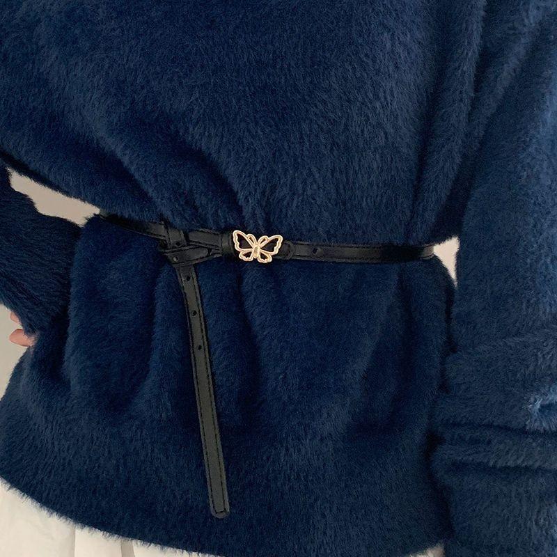 

Chic Vintage Butterfly Small Girl Pu Belt Ideal For Autumn Sweaters Dresses And Jeans Available In Elegant Black And Brown Shade чорний