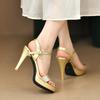 Gold Glitter High Heel Sandals for Women Summer 2024 Ankle Strap Platform Pumps Sexy Stiletto Heeled Party Shoes Zapatos Mujer