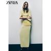 Zaprha 2025 Autumn New Women Elegant Turtleneck Backless Laminated Decoration Pleat Long Dress 4661209