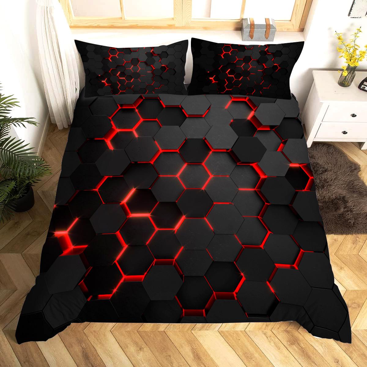 Abstract Mesh Series 3D Digital Printing Polyester Quilt Set Three-Piece Set, Fast Delivery