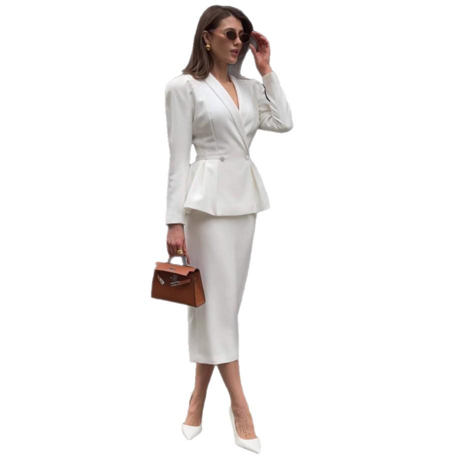 2025 Summer Women’s Casual V-Neck Top & Hip-Hugging Skirt Set