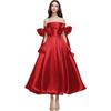 Elegant One-Shoulder Cross-Body Light Wedding Dress with Lace-Up Back and Puffy Skirt